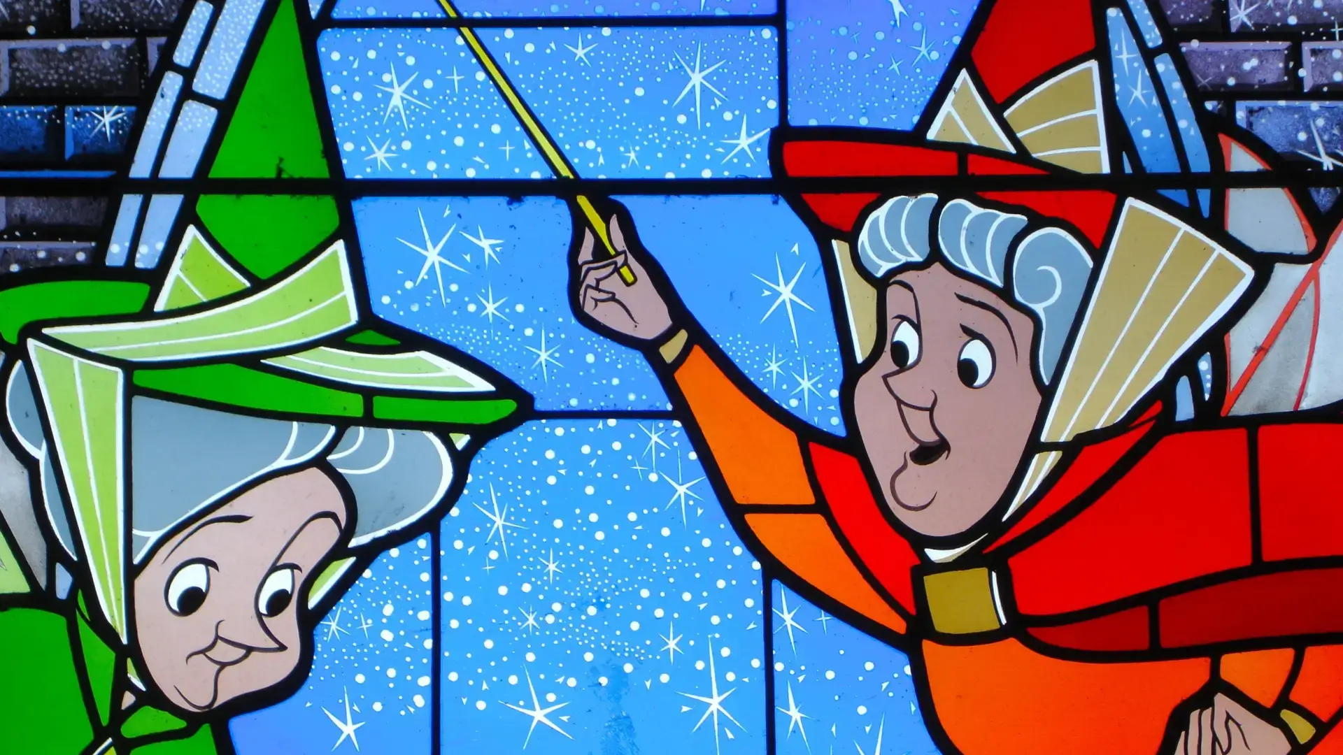 stained glass window of the fairies