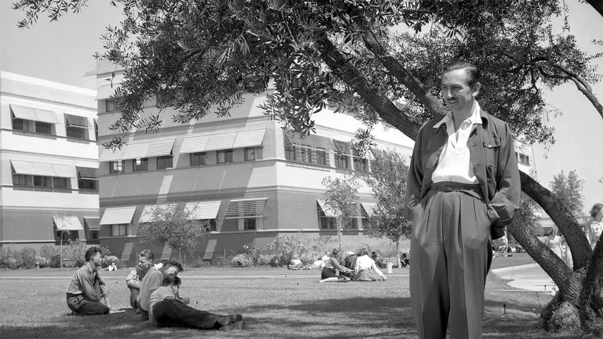 walter disney outside his animation studio