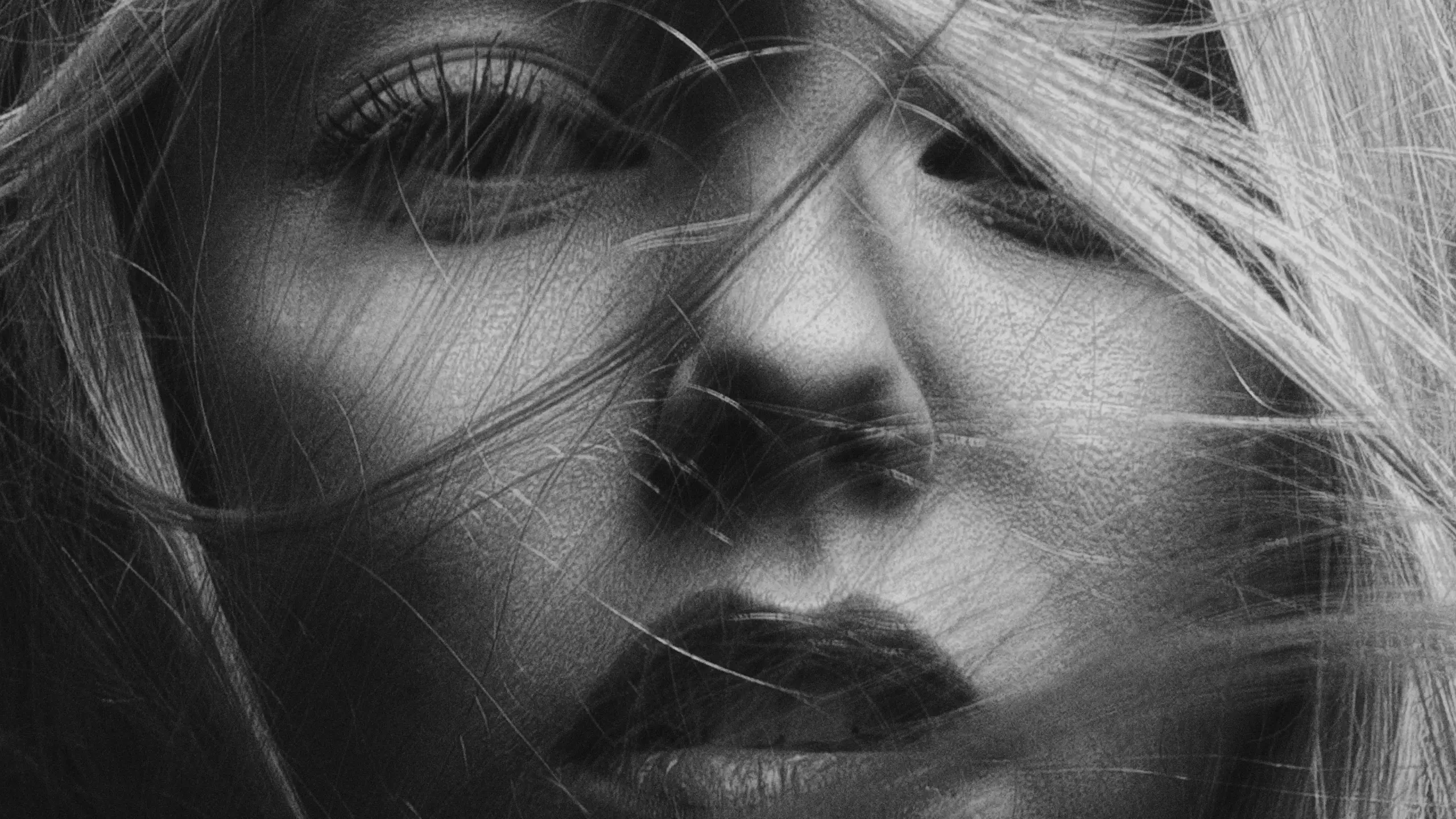 black and white closeup