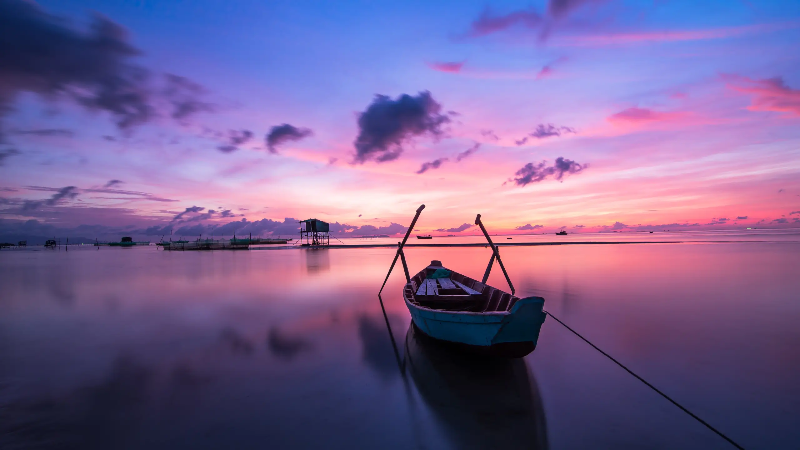 boat on a lake at twilight