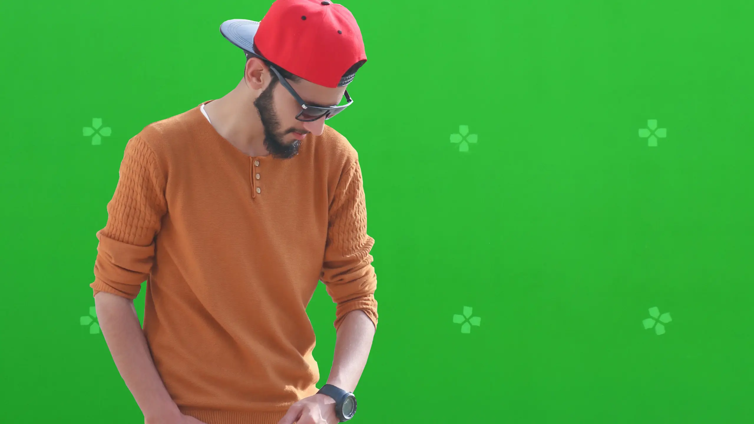 guy in front of green screen