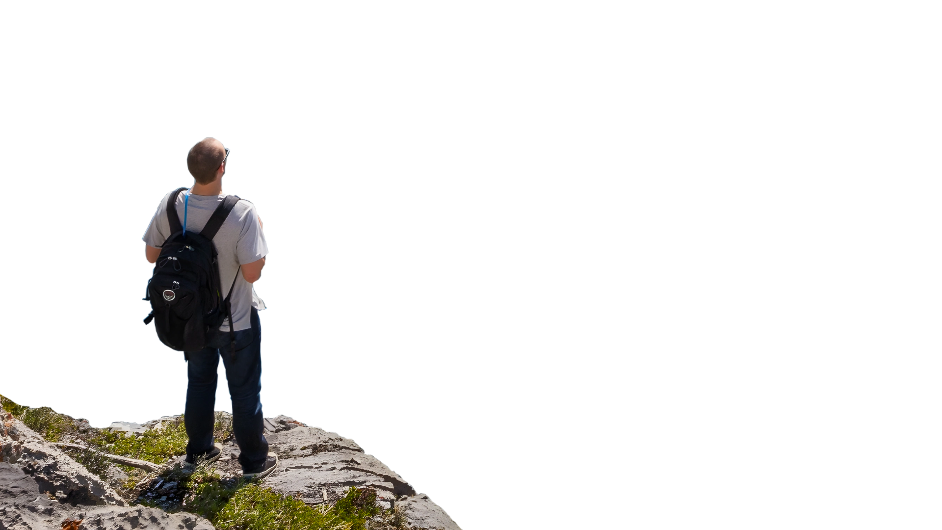 guy stood on rock
