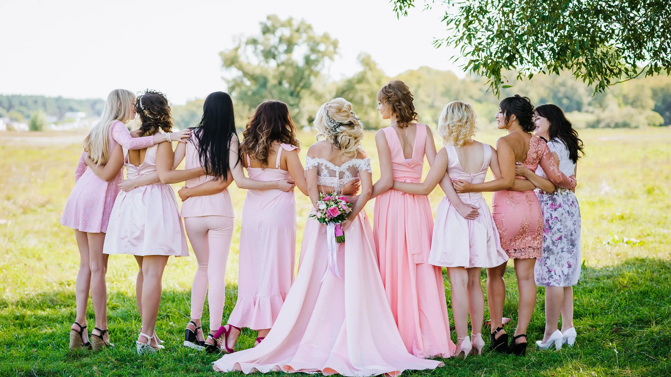 bride with bridesmaids