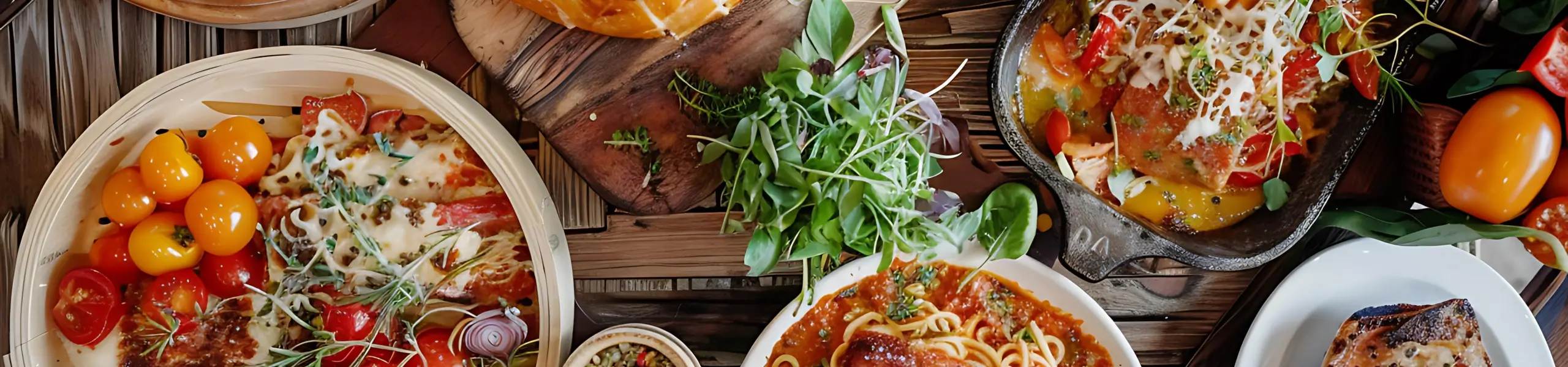 spread of various foods