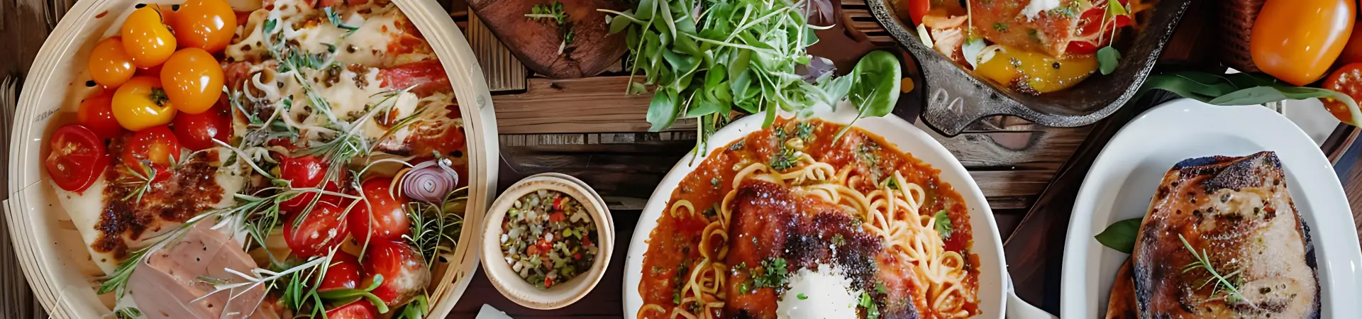 spread of various foods