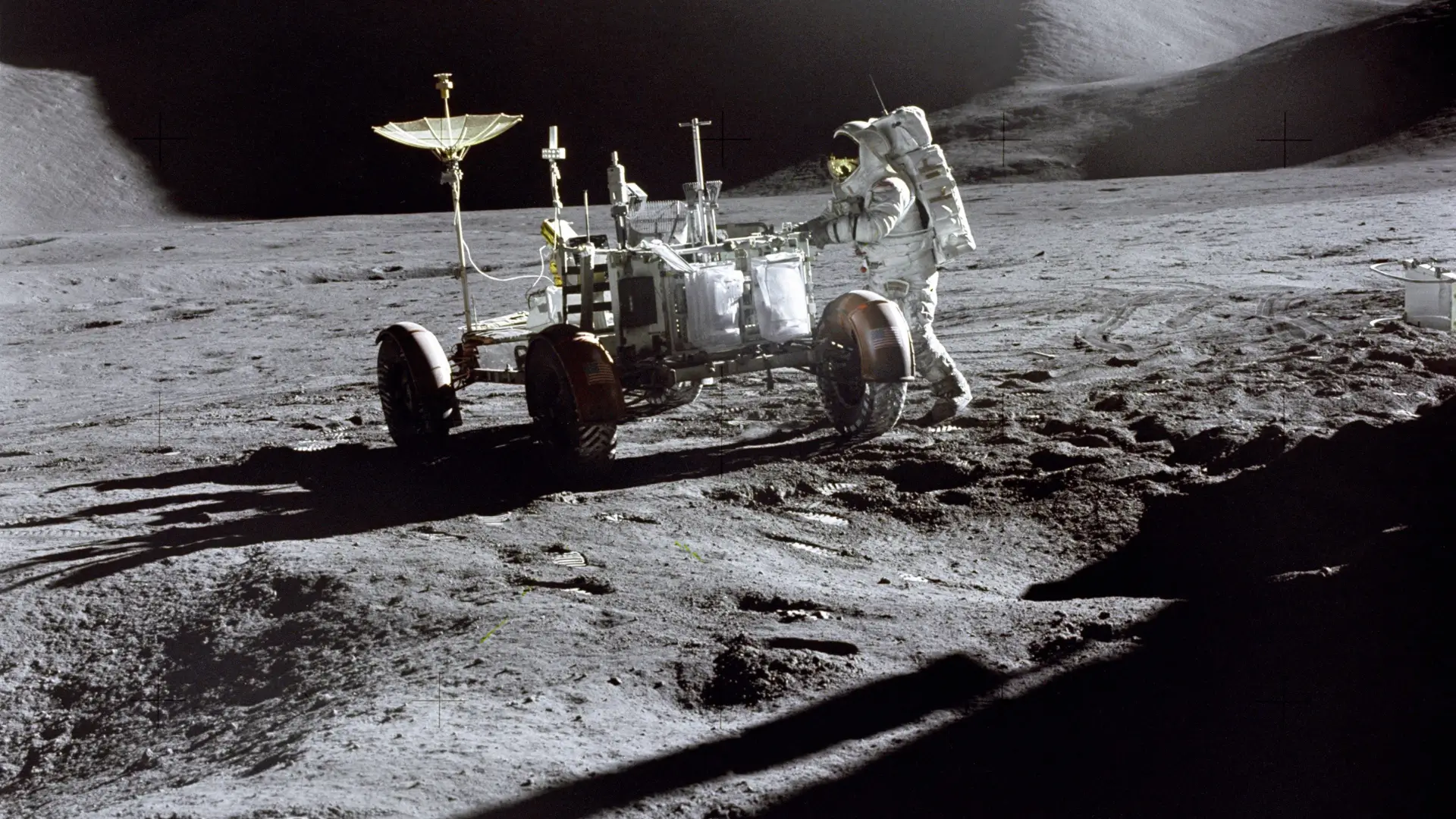 astronaut with moon rover