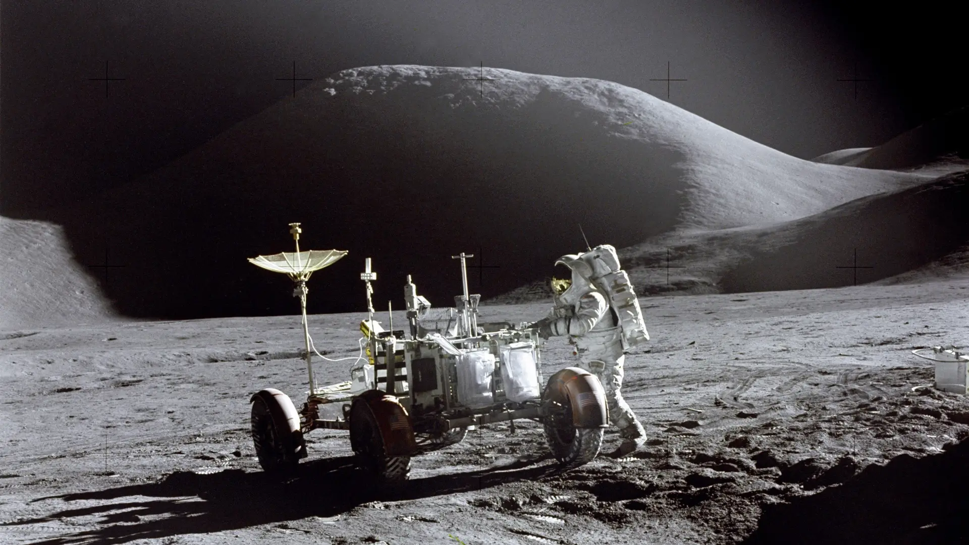 astronaut with moon rover