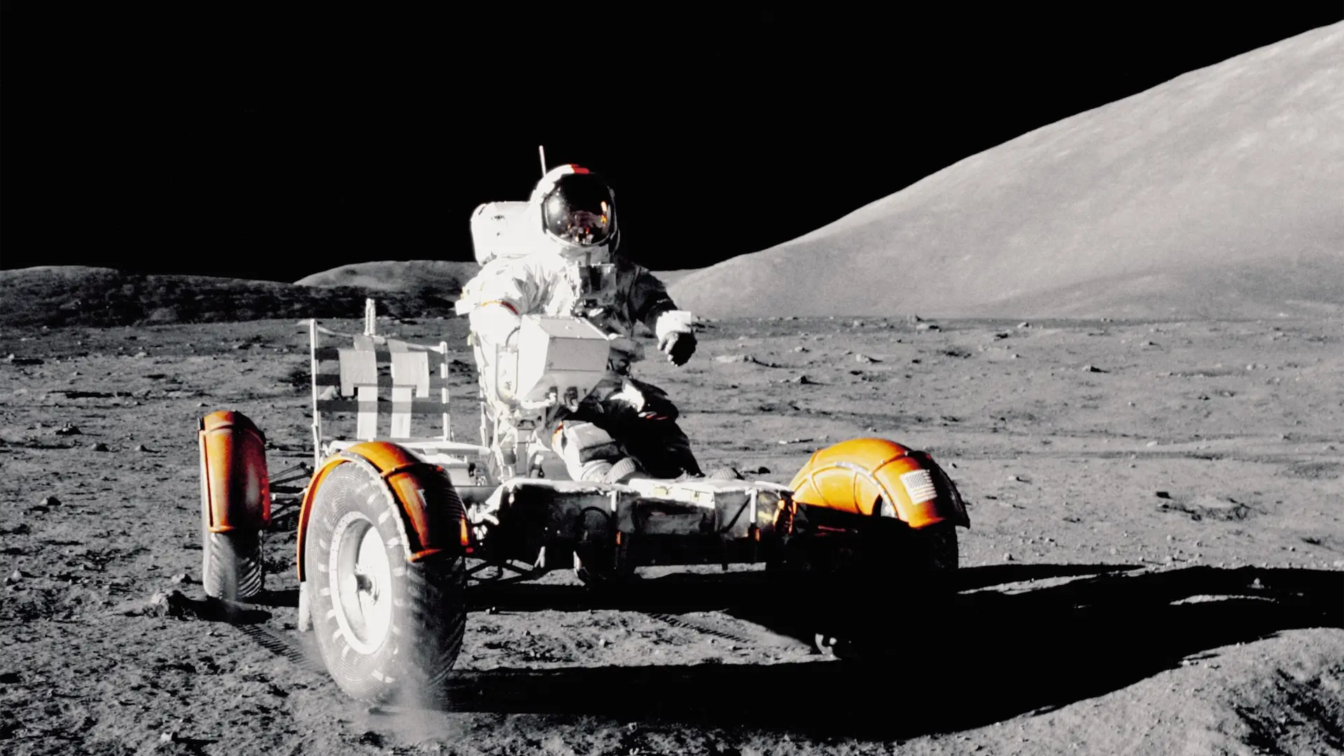 astronaut on the moon rover